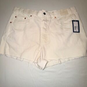 Universal Thread Mini Cut-Off Shorts Womens 16 White NEW High Rise Denim Frayed